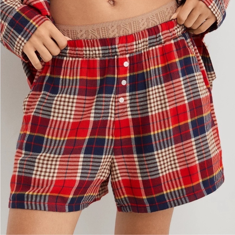 Aerie Flannel High Waisted Skater Pajama Boxer